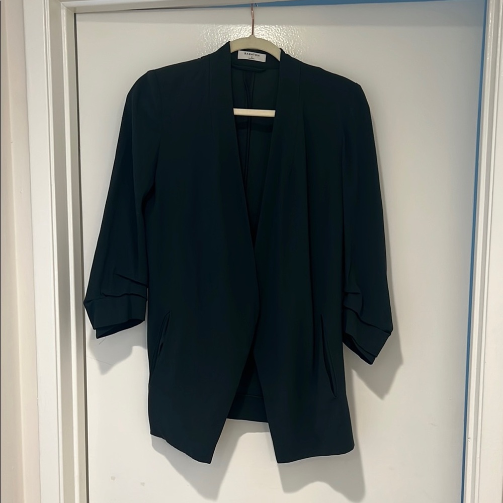 Aritzia Green Blazer Open Front Relaxed Fit